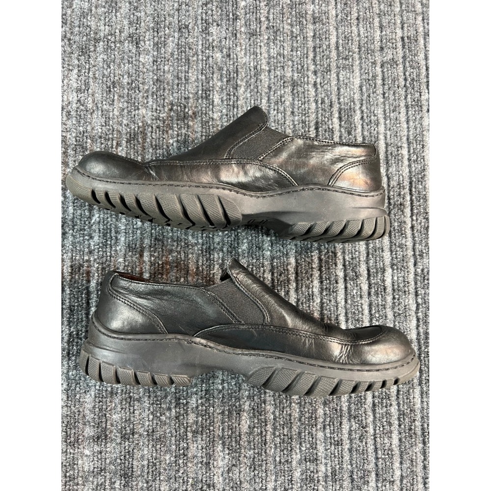 COACH Carla Loafers Women 8 Black Italian Leather Lug Sole Slip On Chunky Shoes